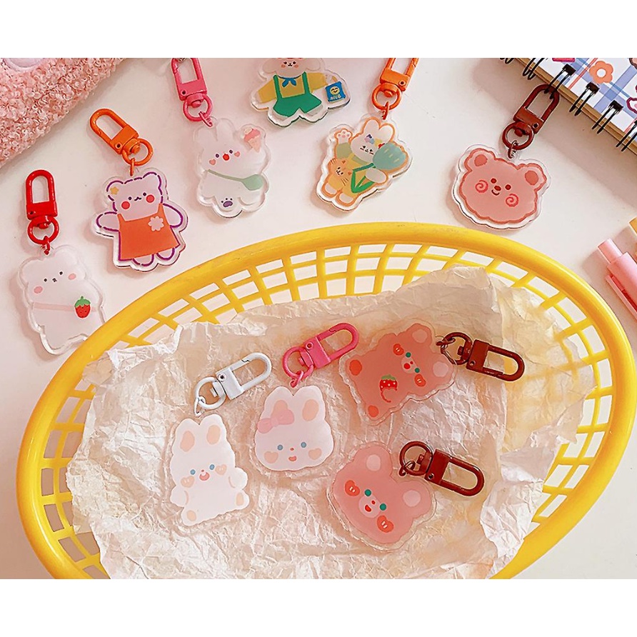 Gantungan Kunci Key Chain Character/Gantungan Kunci Beruang / Bear Cute Keychain / Gantungan Kunci Akrilik Lucu Aesthetic Korea / Key Chain Acrylic