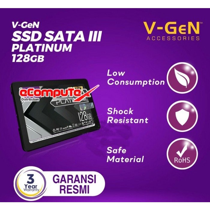 SSD SOLID STATE DRIVE V-GEN PLATINUM 128GB VGEN 128 GB 2.5&quot; SATA III 3 GARANSI RESMI