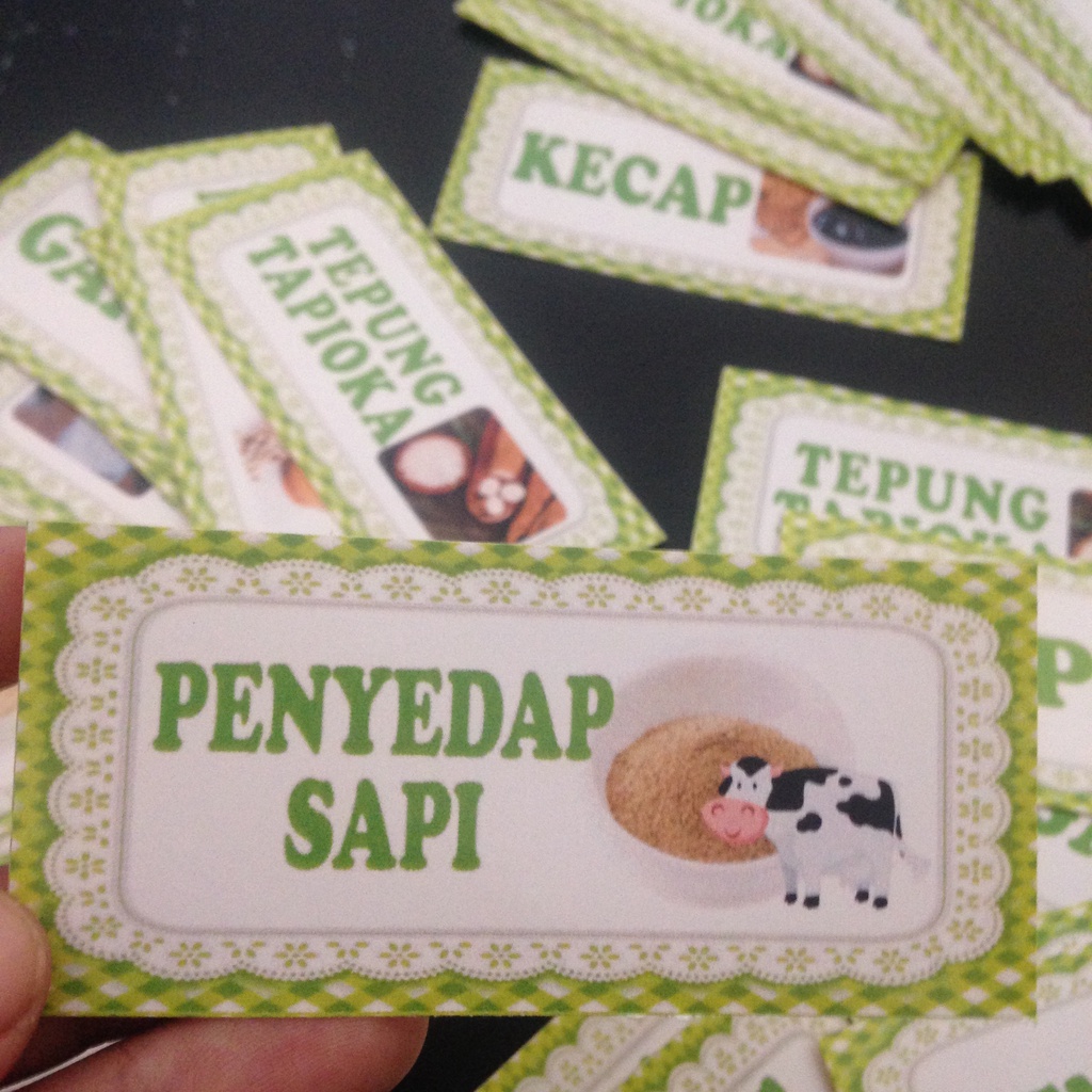 ISI 15 HIJAU-STIKER BUMBU | PAKET LABEL BUMBU | LABEL BUMBU |   STIKER BUMBU DAPUR