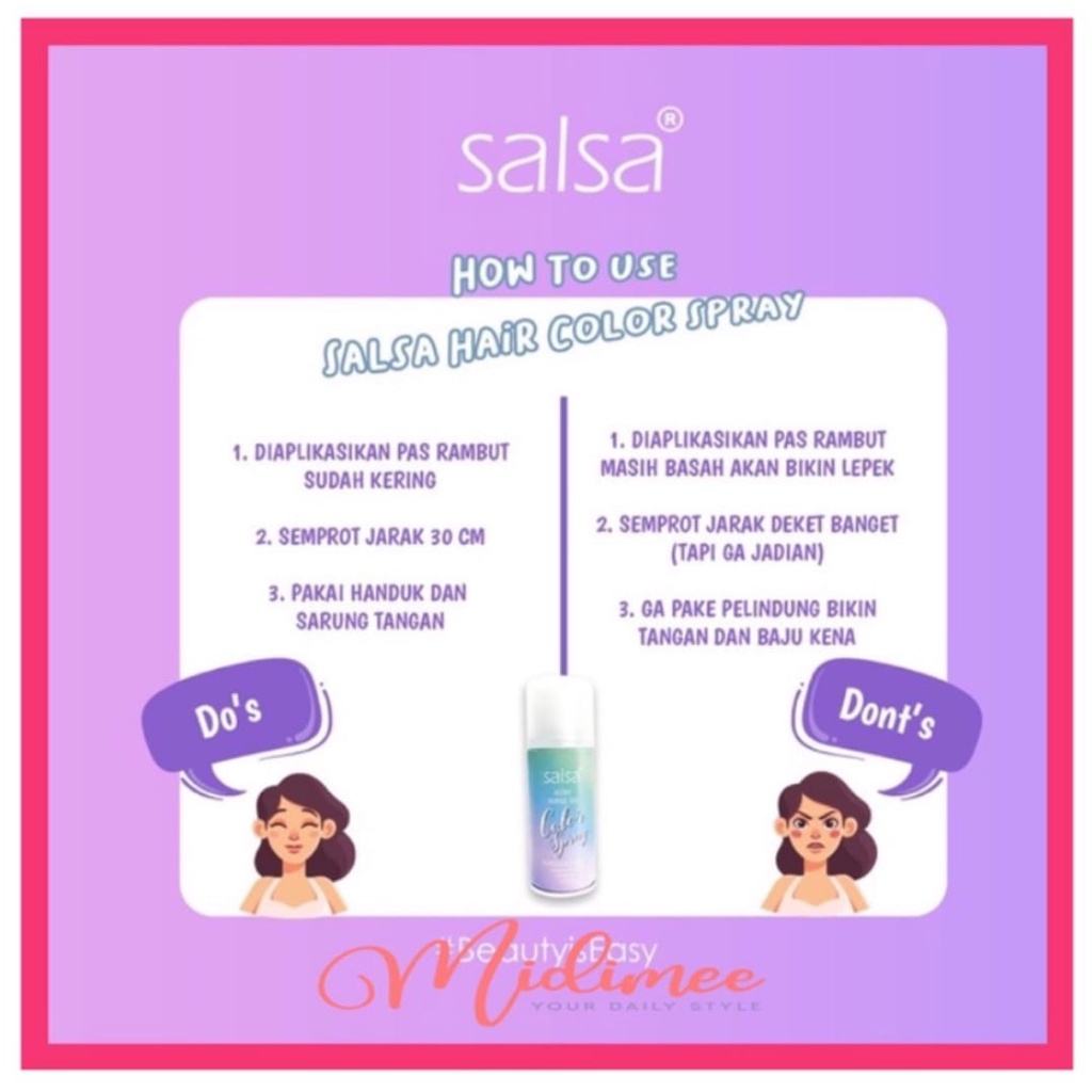 [BPOM] Salsa Instant Mermaid Hair Color Spray 80ML/pewarna rambut instan isi 80ml (COD)