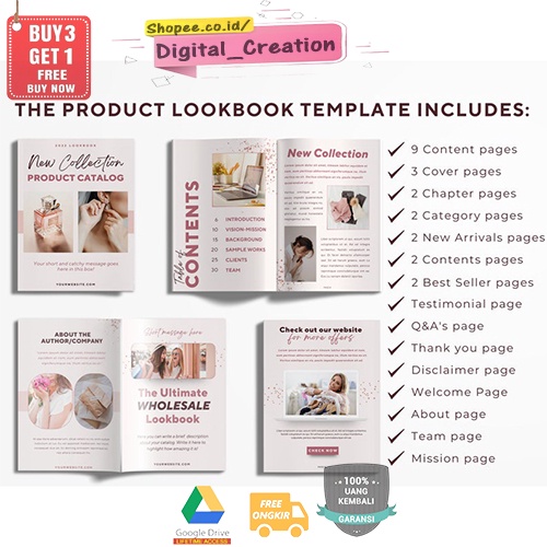 Rose Gold E-Commerce Bundle Kit Canva Templates Promosi