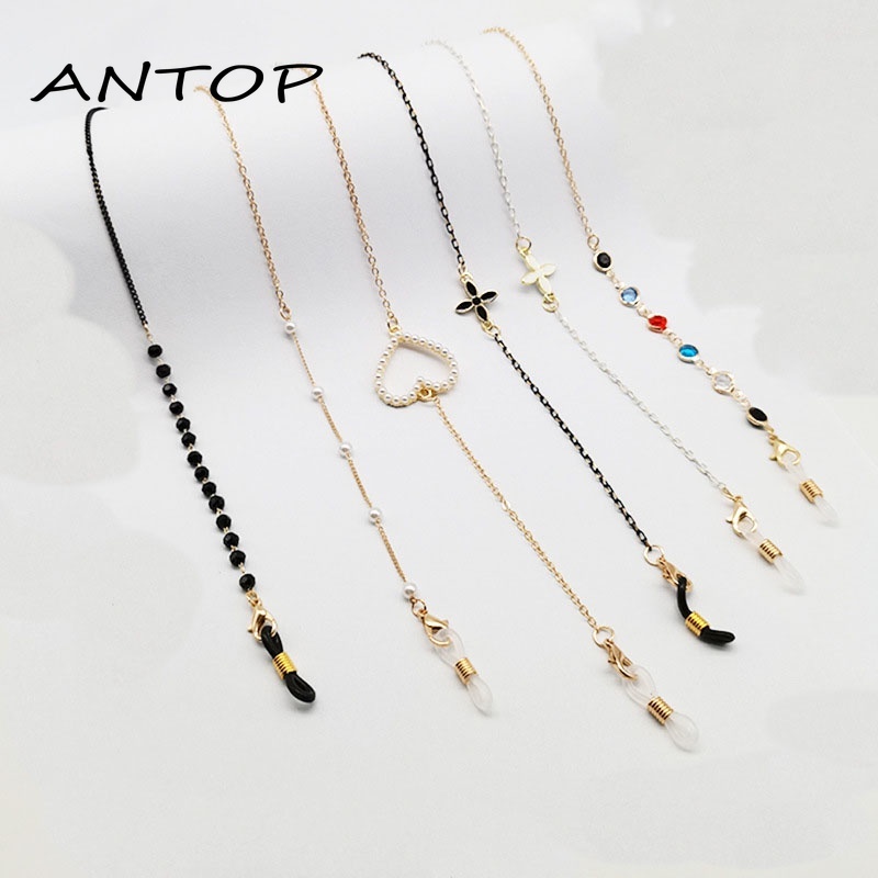 Fashion Topeng Tali Leher Lanyard Rantai Mutiara Anti-Lost Kalung Kacamata Aksesoris Rantai ANTOP