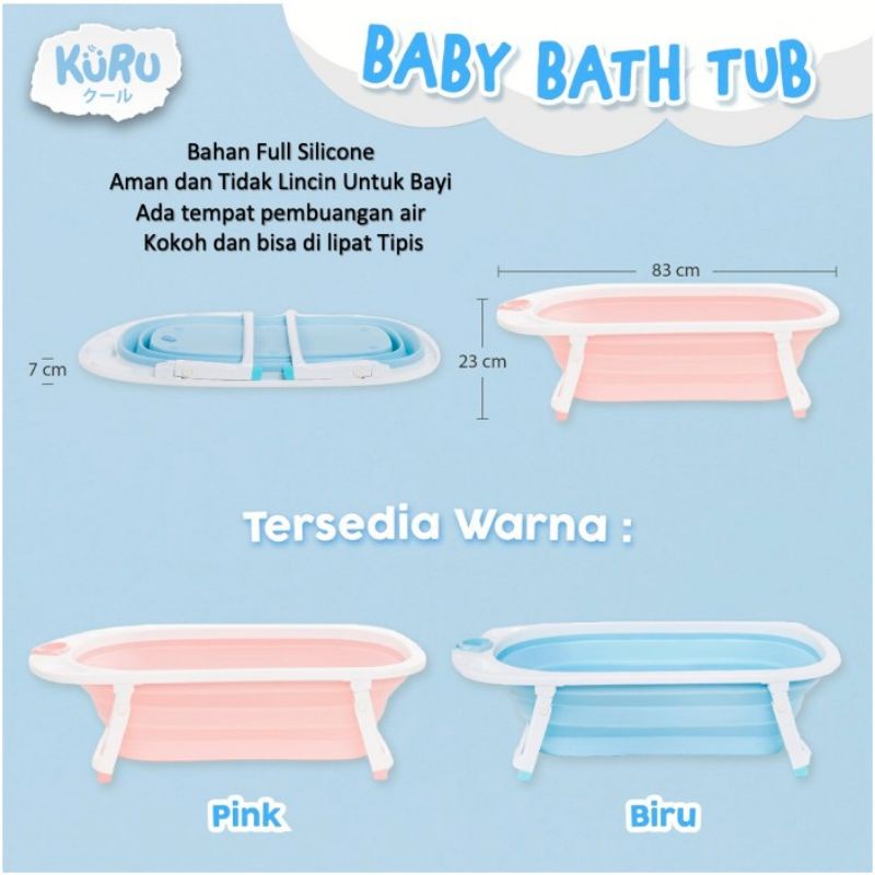 KURU Bak Mandi Bayi Lipat Foldable Silicone | Infant Folding Bath Tub