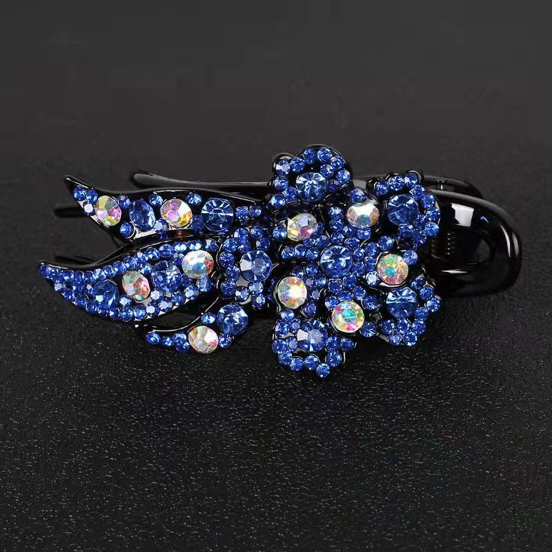 Retro and Elegant Pompon Headdress Large Crystal Flower Rhinestone Hairpin Accessories