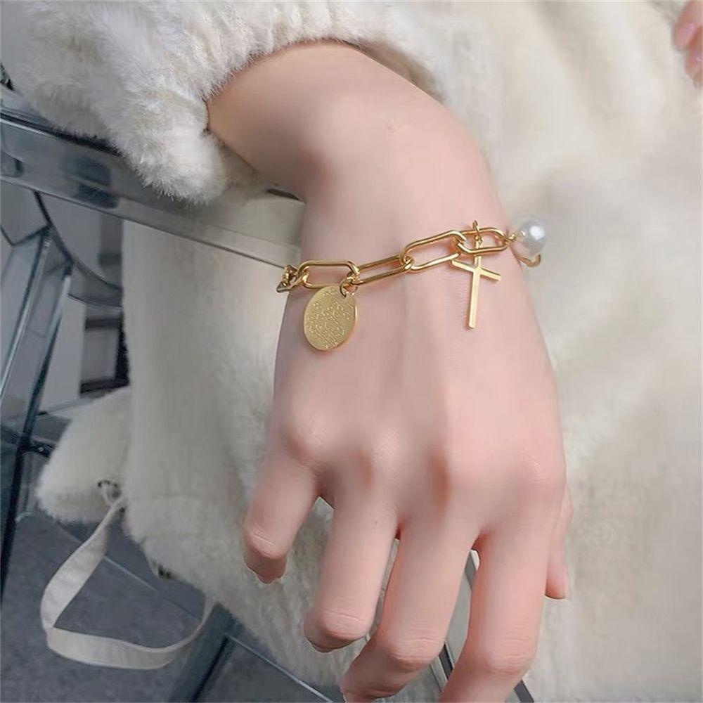 Lily Pearl Gelang Retro Anti Karat Lapis Emas Gothic Portrait