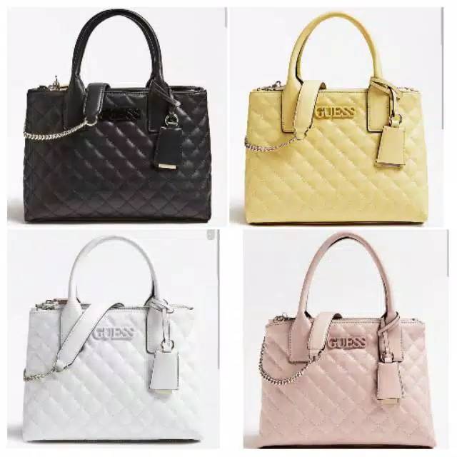 Guess eliana quilted look hand bag ori all gold hardware no silver