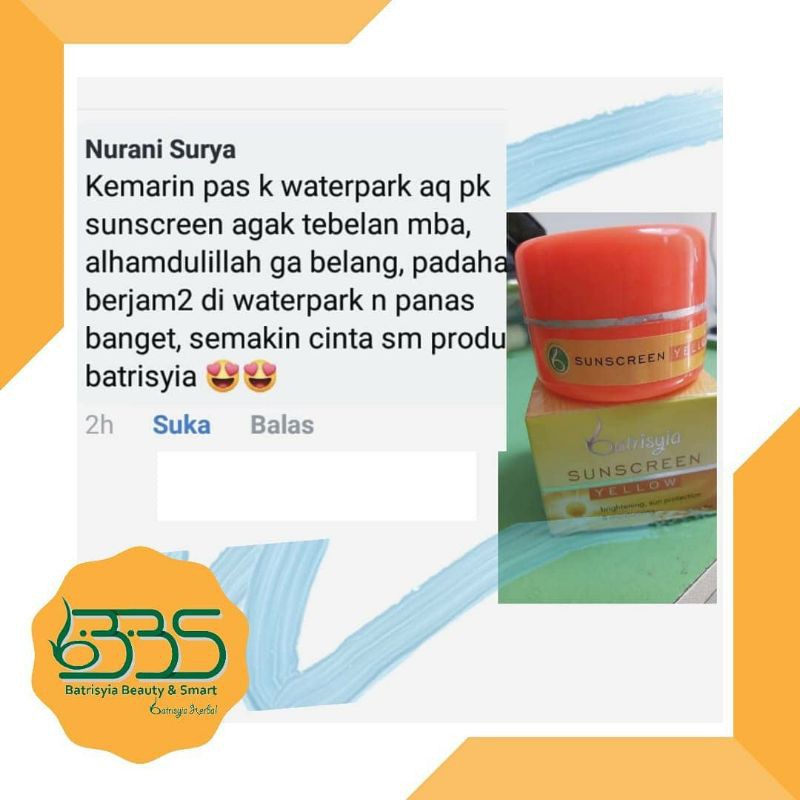 ( BISA COD ) SUNSCREEN BATRISYIA HERBAL/  BATRISYIA SUNSCREEN PEACH/YELLOW