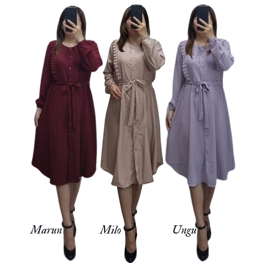 Midi Dress Wanita Shakila Mayra, Atasan Tunik NHM