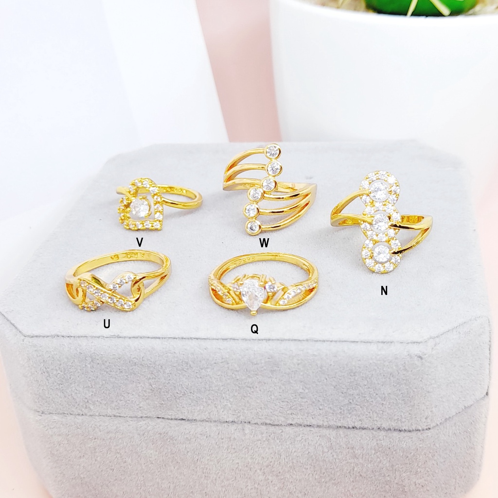 Cincin Xuping Bulat Silang Jaring Lapis Emas Gold Zircon - BR456