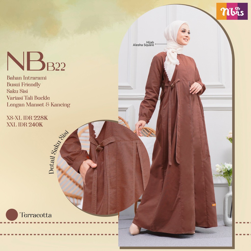 Nibras NB B22 Gamis Muslimah Bahan Intrarami Dress Wanita Jubah Polos Syari