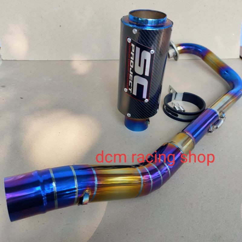 KNALPOT RACING SC PROJECT KARBON FULL BLUE MOON FULL SYSTEM CB150R OLD