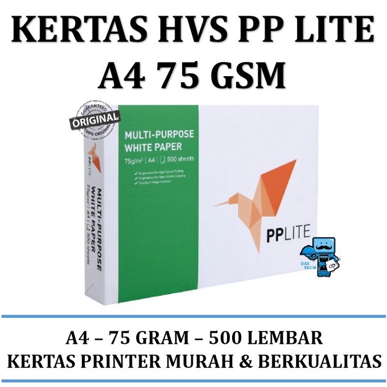 

Kertas HVS PPLITE A4 75GSM 1 Rim / 500 Lembar - High Quality