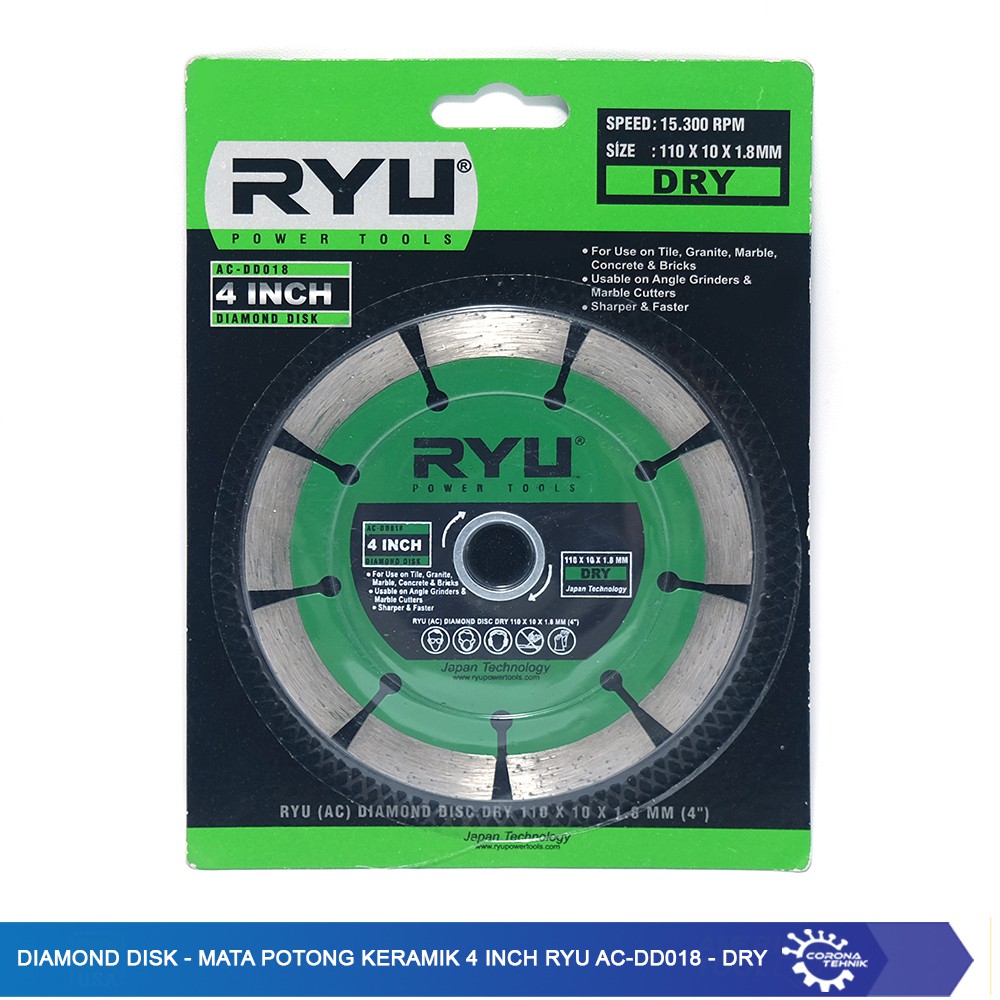 RYU AC-DD018 - DRY - Diamond Disk - Mata Potong Keramik 4 inch