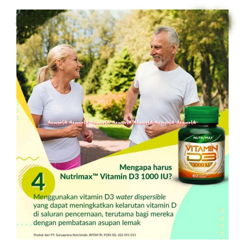 Nutrimax Vitamin D3 1000 IU 60tablet Vit D3 Untuk Tulang Kuat Nutri Max