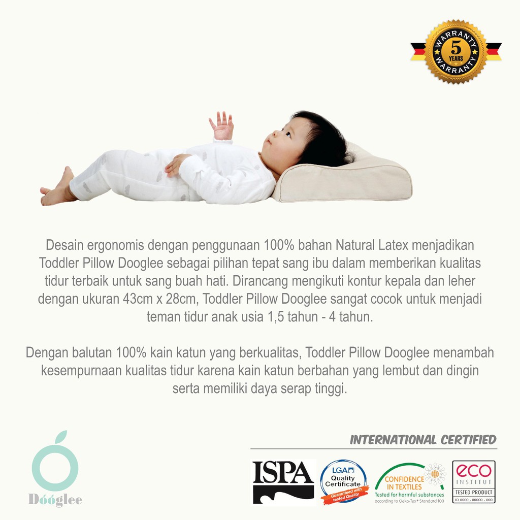 Dooglee Toddler Pillow Bantal Bayi Natural Latex TODDLER PILLOW