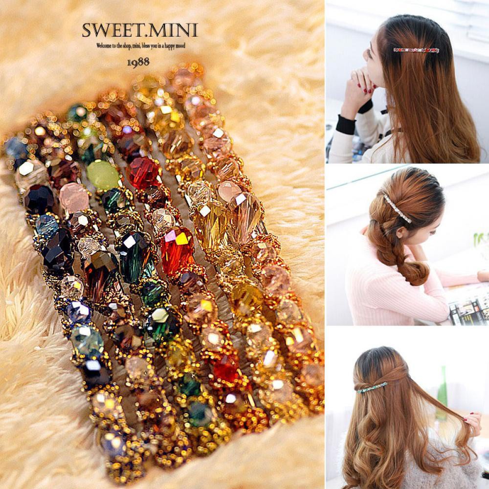 Jepit Rambut Bentuk Nanas Aksen Kristal Berlian Imitasi Warna-Warni Gaya Korea Untuk Wanita