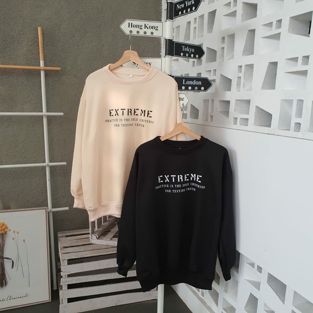 SWEATER WANITA EXTREME XXL SWEATER CEWEK TERBARU CREWNECK CASUAL OOTD OBLONG SWEATSHIRT MURAH KEKINIAN TRENDY UNISEX COUPLE PASANGAN PEREMPUAN BAHAN KATUN FELEECE BAHAN TEBAL HALUS