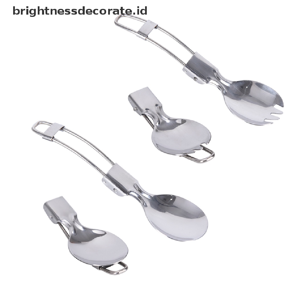 [birth] Folded Spoon Spork Outdoor Tableware Camping Cookware Folded Flatware For Picnic  [ID]