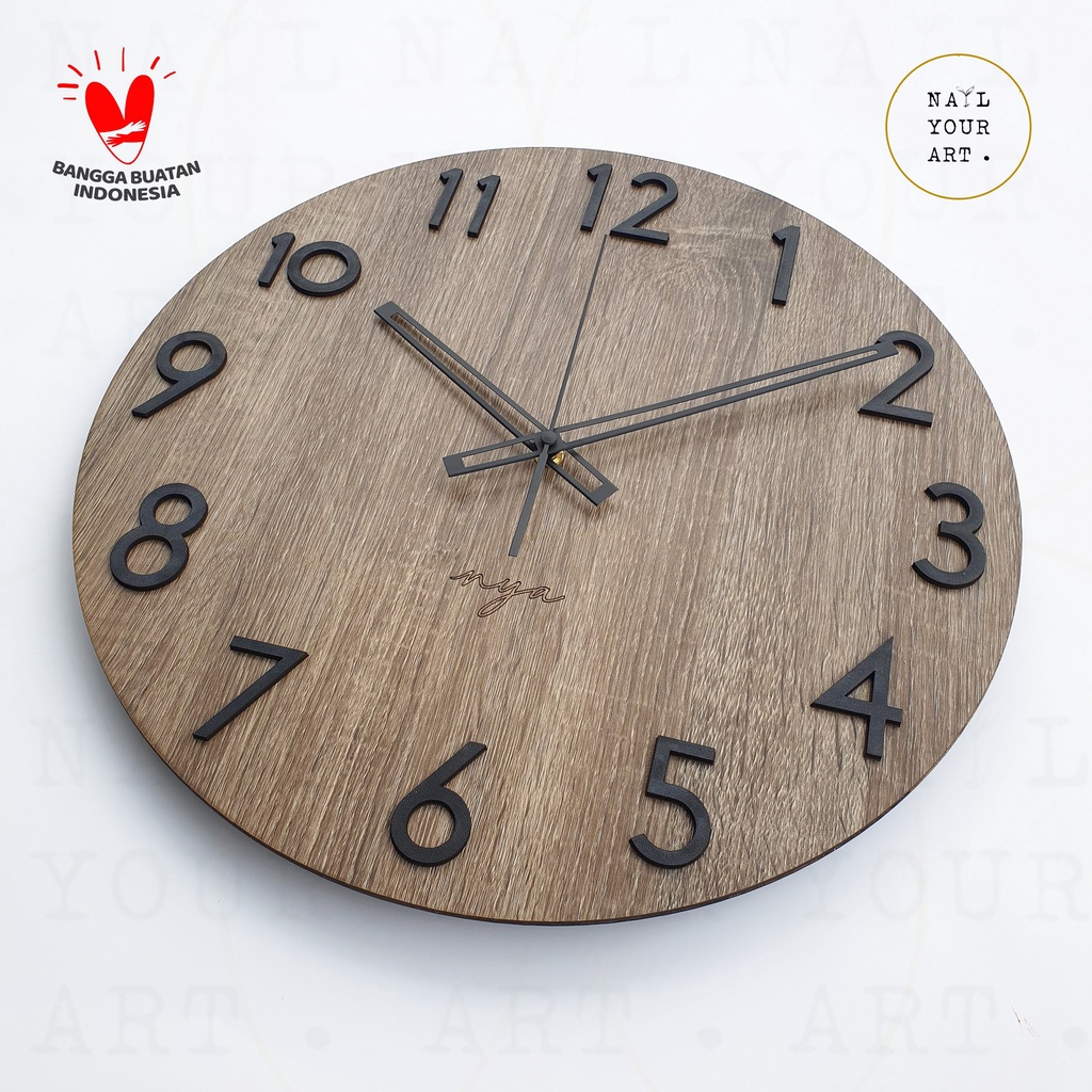 Jam Dinding Besar Minimalis - NUSA - BLEACHED WOOD - Diameter 42 CM