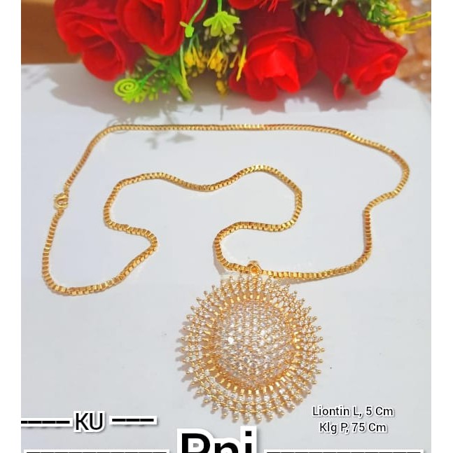 Kalung Plus Liontin Matahari Permata Mewah Cantik (COD)