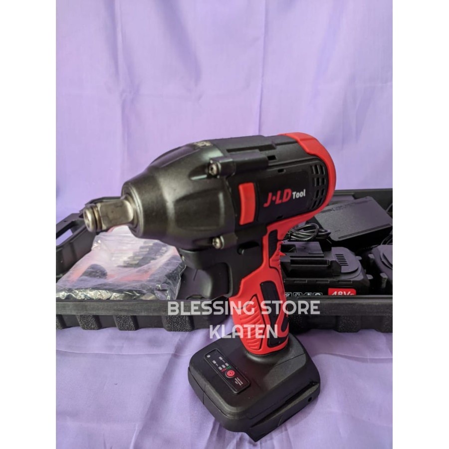 CORDLESS DRILL SET BRUSHLESS 48V / CORDLESS WRENCH IMPACT 48V / MERAH
