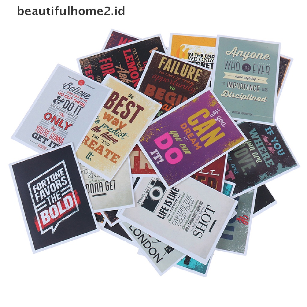 (Beautifulhome2.Id) 25pcs Stiker Motif Tulisan Motivasi Kehidupan Untuk Dekorasi Skateboard / Laptop / Koper