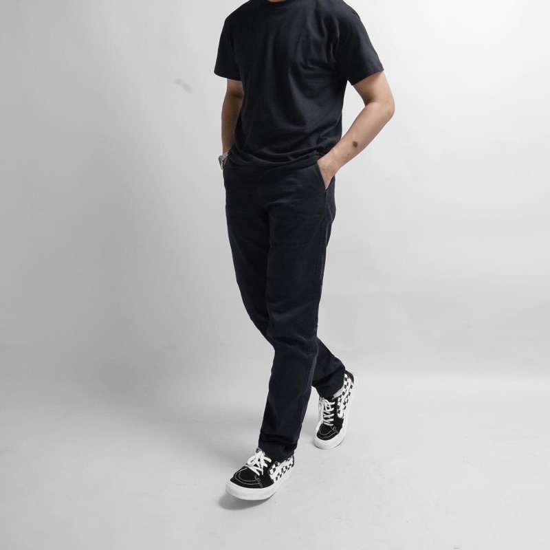 UNIQLO VINTAGE LONG CHINOS STRAIGHT (MIX)-DARK NAVY