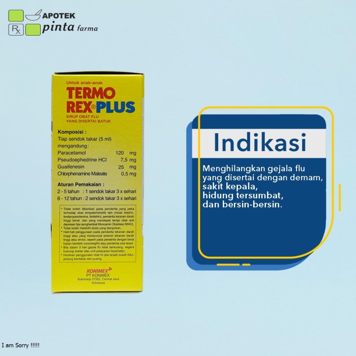 TERMOREX PLUS 60 ML Menghilangkan gejala flu yang disertai dengan demam, sakit kepala, hidung tersumbat, dan bersin-bersin.-1