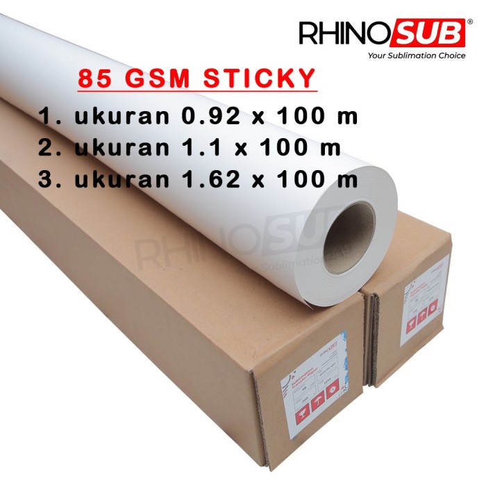 

Kertas Sublim Roll Rhinosub Uk 92cm x 100meter 85 GSM Sticky