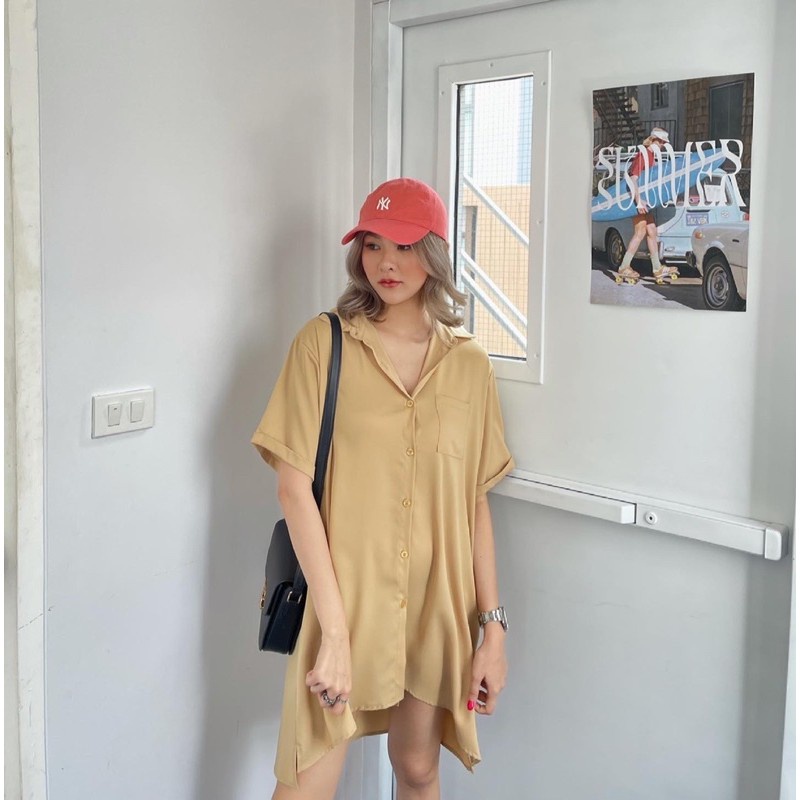 BEFAST - ZEC OOTD Wanita Dress JUZI / Gigi Shirt Dress / Kemeja Dress Gigi - Kemeja Dress Wanita - Kemeja Panjang - Kemeja Korean Style - Kemeja Oversize Murah - Dress KemejaDress Wanita Casual / Dress Polos Terbaru / Dress Untuk Hangout / Dress Kekinian