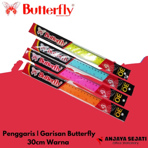 

Penggaris Butterfly 30cm Warna | Ruler | Garisan | Perlusin (12pcs)