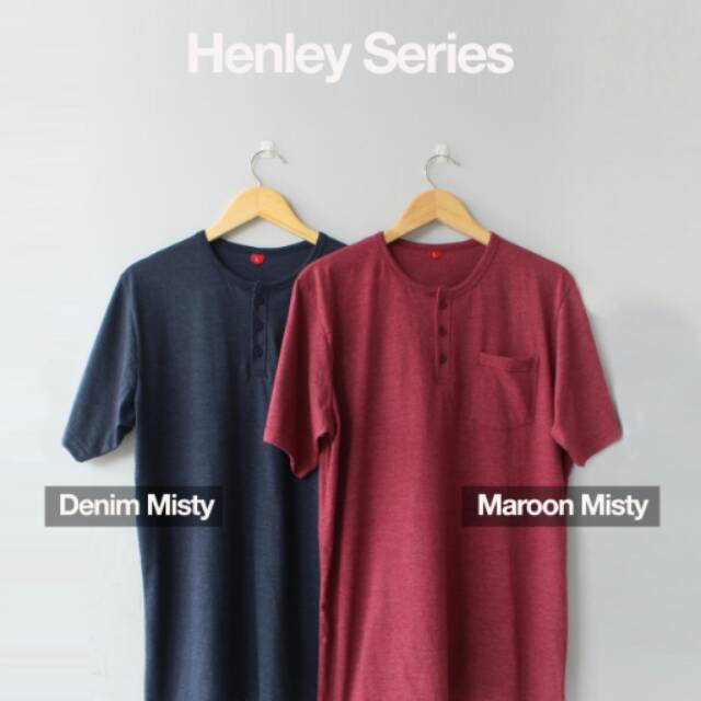  Kaos  Polos Pendek Model Henley Series Bahan Soft Cotton 