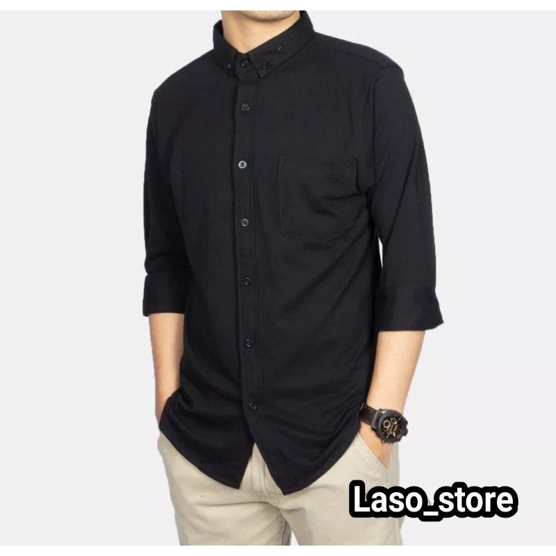 Kemeja hitam polos pria | kemeja hitam pria | kemeja polos slimfit