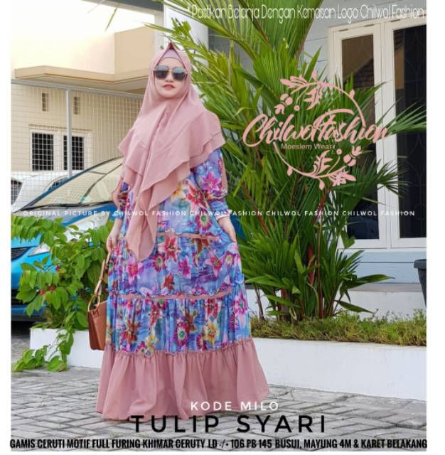 GHUI ~ TULIP SETELAN GAMIS+JILBAB CERUTY SYAR'I (BY CHILWOL)