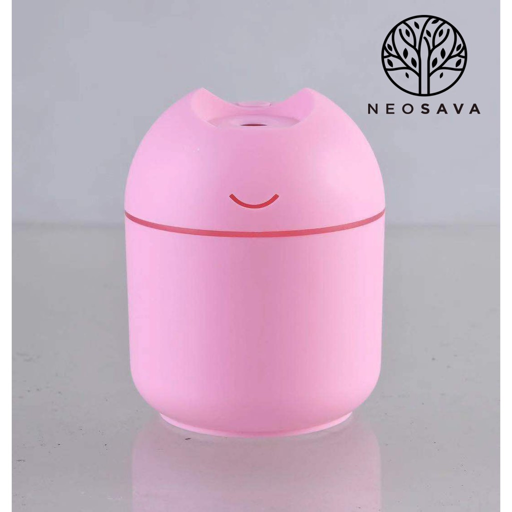 MINI HUMIDIFIER NEOSAVA AROMATERAPI essential oil Diffuser aromatherapy (BACA DESKRIPSI)-MINI SMILE PINK
