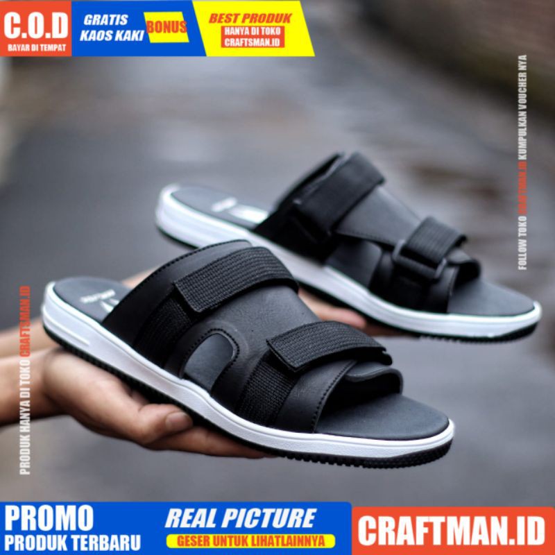 CRAFTS x GEZY Sandal Pria Sandal Slide Sendal Distro 2021 Trendy Original Nyaman Fashion Korea