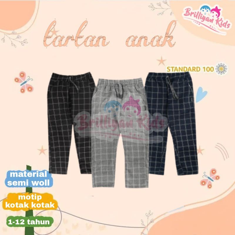 Celana panjang tartan anak laki laki perempuan celana kotak kotak celana chinos chino anak