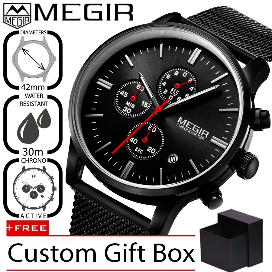 MEGIR 2011 Jam Tangan Pria Original Analog Casual Terbaru - Chrono - Elegant - Waterproof