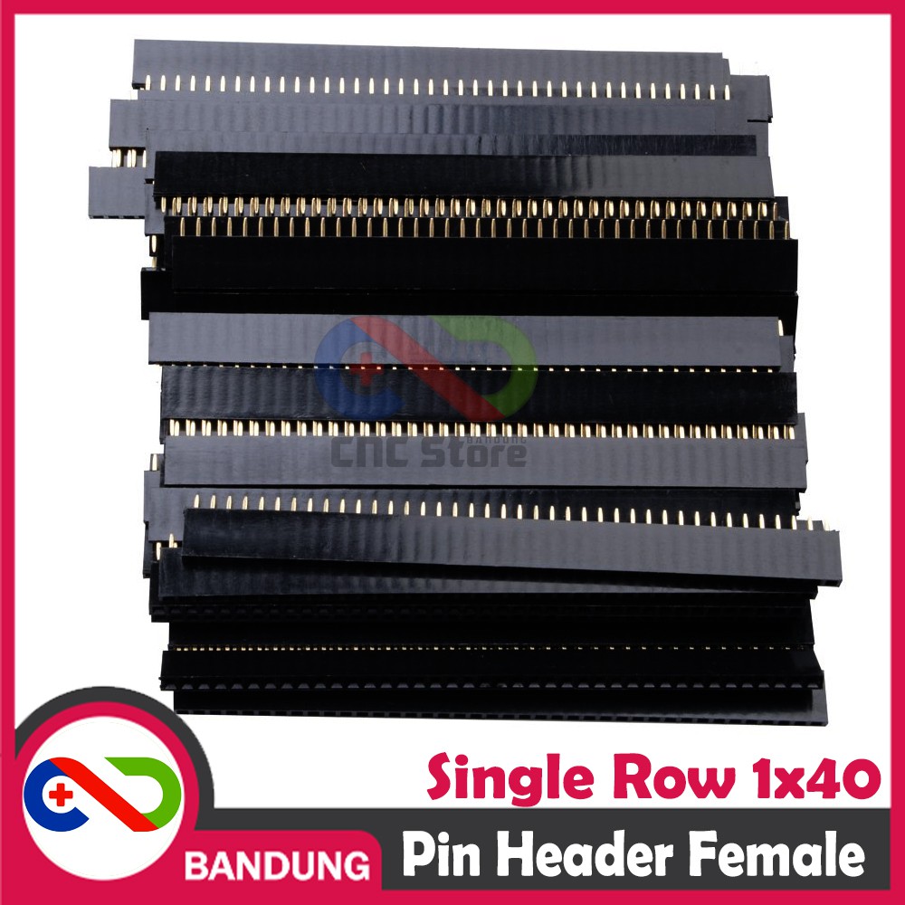 PIN HEADER FEMALE STRIP SINGLE ROW 1X40 2.54MM BLACK HITAM