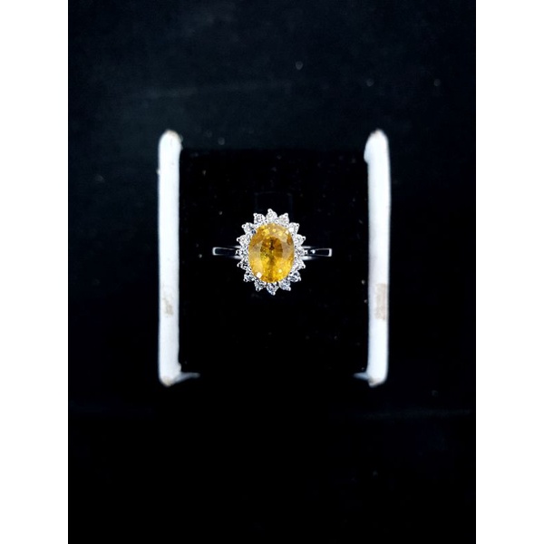 cincin lady day yellow safir emas putih berlian asli