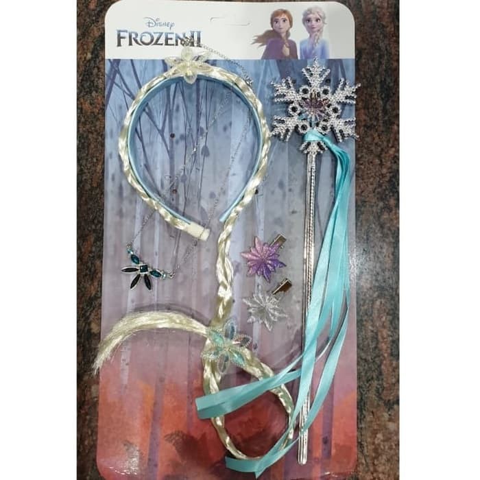 Aksesoris Frozen 2 Elsa Bando Rambut Jepit Tongkat Kalung Anak Import