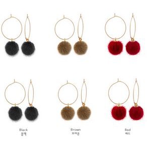 Anting Korea Fashion Import Hoops Simple Pompom