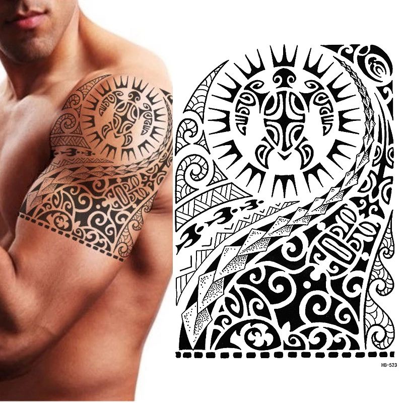 Tato Temporary HB 523 - Tato Tribal batik The rock  Bintang - Tato Temporary tattoo Tato Temporer Ta