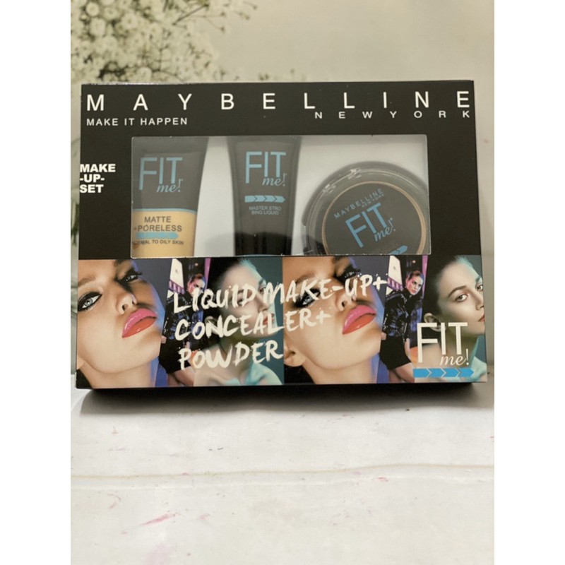 Paket Makeup Liquid Set 3in1 / MAYBELLINE FIT ME