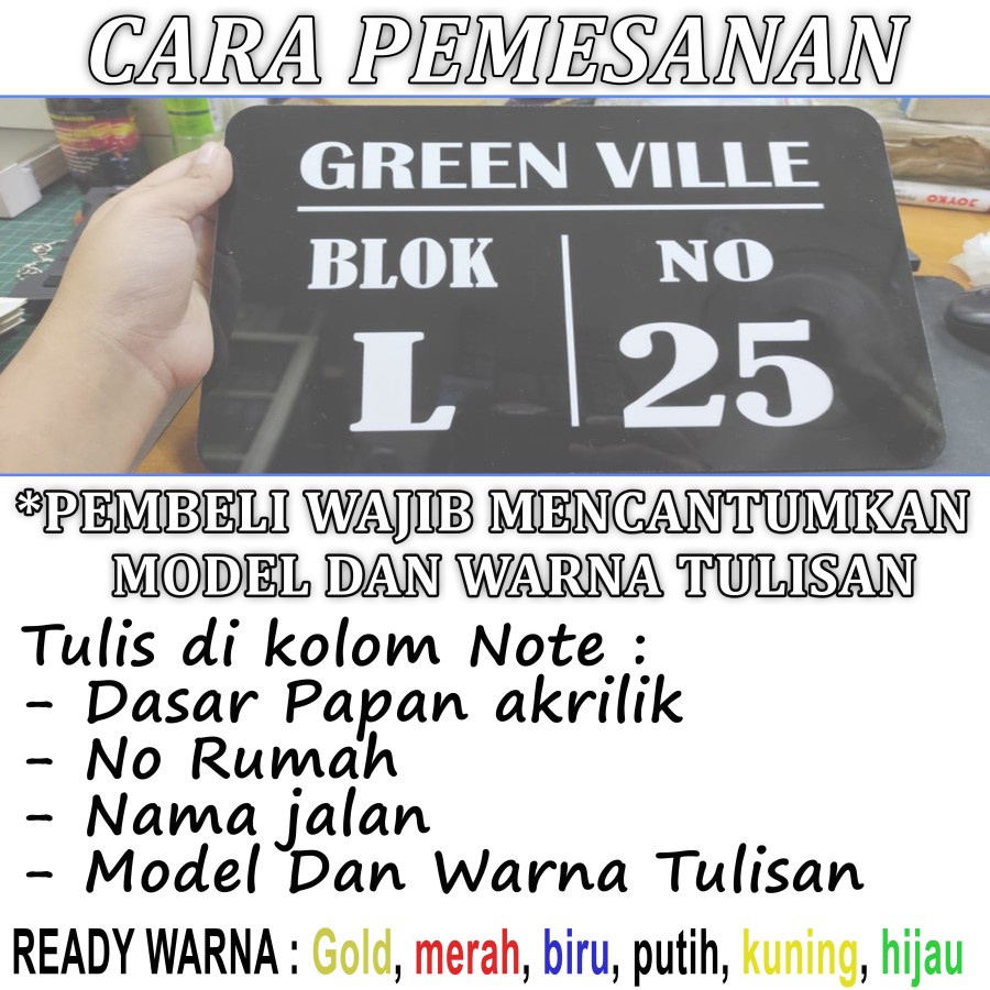 Papan Akrilik ALAMAT nomor rumah TERMURAH EKONOMIS ADN.in