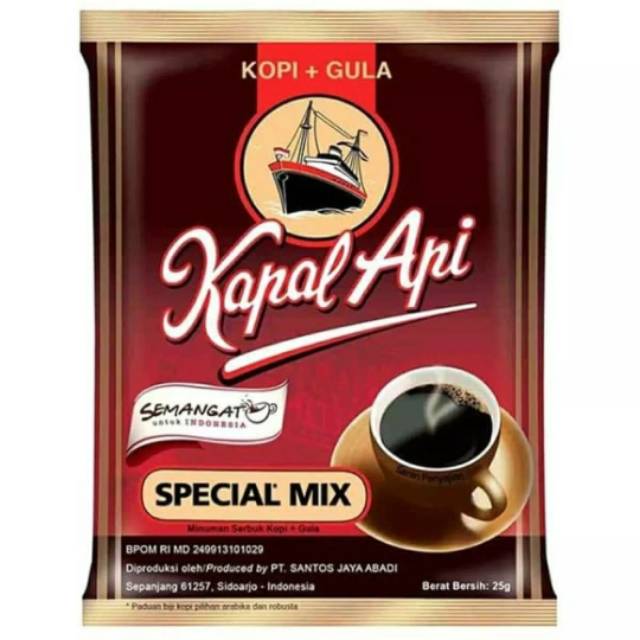 

Kopi kapal api special mix @25gram. Satu renteng 10 pcs