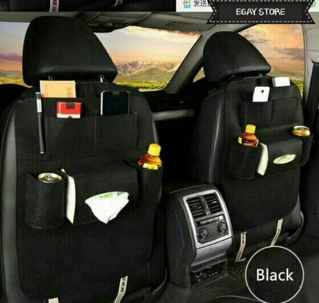 Car Seat Organizer Multifungsi / Tas Jok Mobil / Tempat Penyimpanan HP Botol Minum Tissue Snack