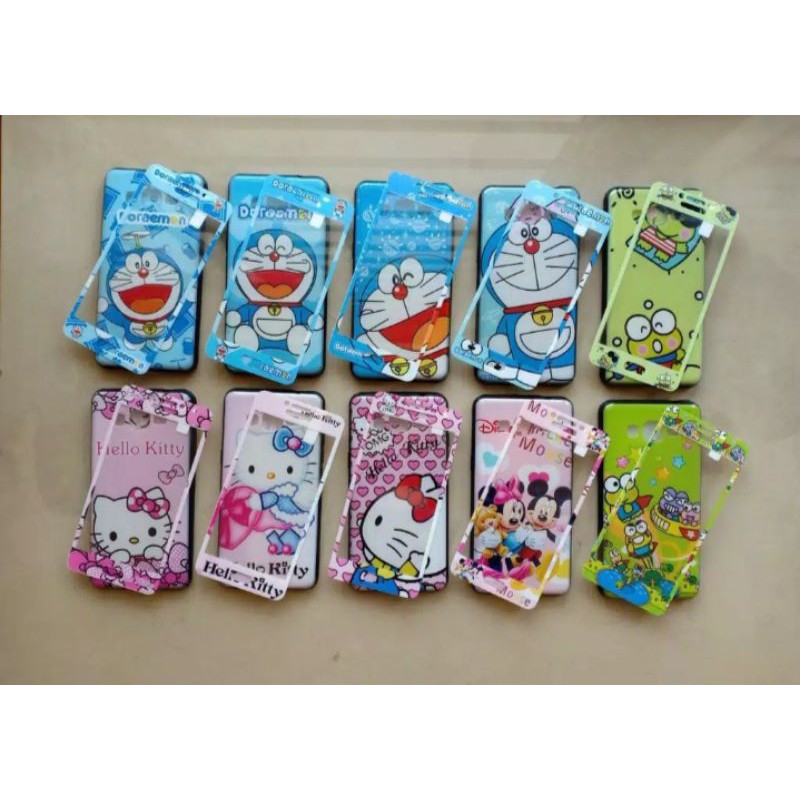 Softcase HP karakter + TG Oppo A5S / F9 / Oppo A7 / A12 / A11K / Realme 2 pro