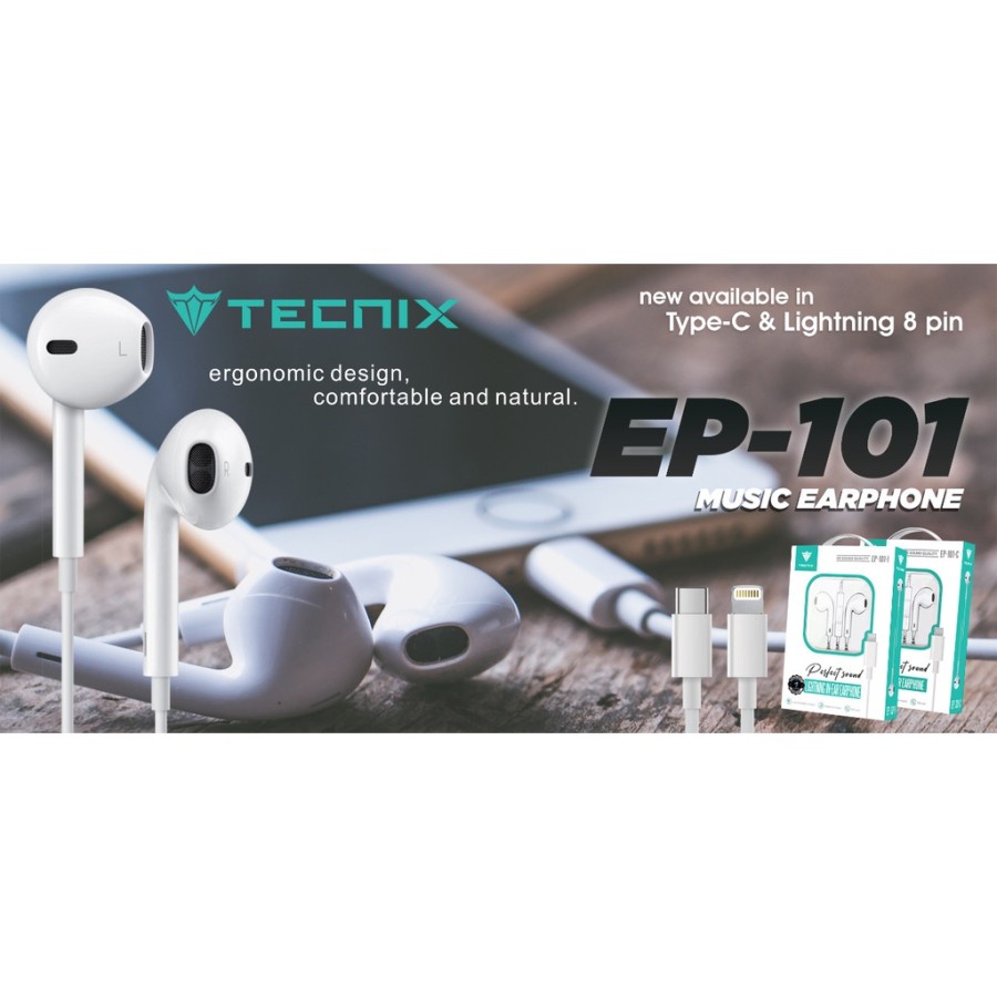 HEADSET TECNIX EP-101 HEADSET LIGHTNING / HEADSET TYPE C / HEADSET JACK 3.5MM