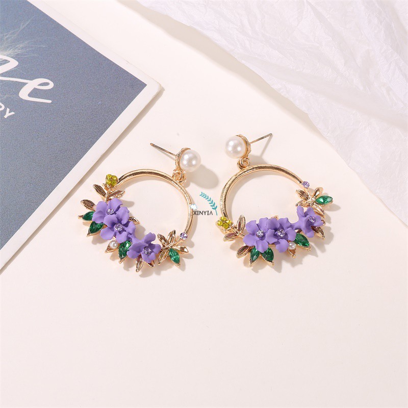 [Bayar Di Tempat]Anting Panjang Bunga Jewllery Mutiara Anting Korea